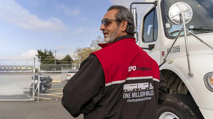 XPO driver with million-miler jacket